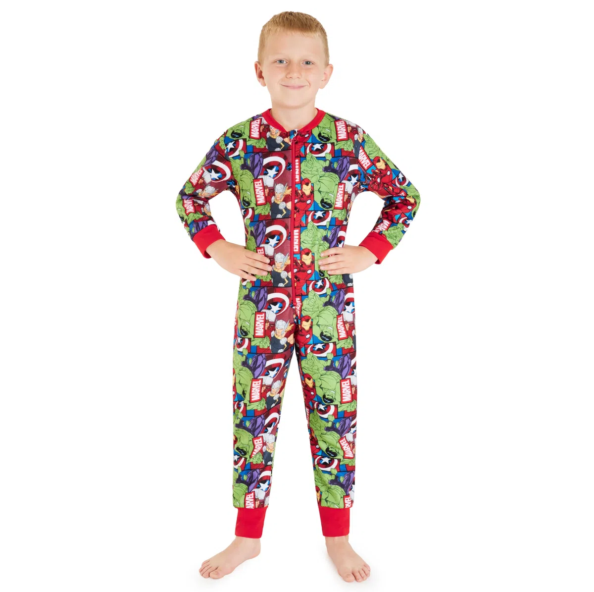 Marvel Pijama Niño - Pijama Niño Entero, Onesie Cierre Cremallera Completo, Edad 3-10 Años, Regalo Navidad