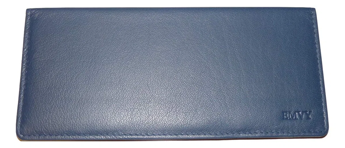 EMVY - Funda de piel auténtica para chequera en colores negro o morado, Navy, Talla única, Formal