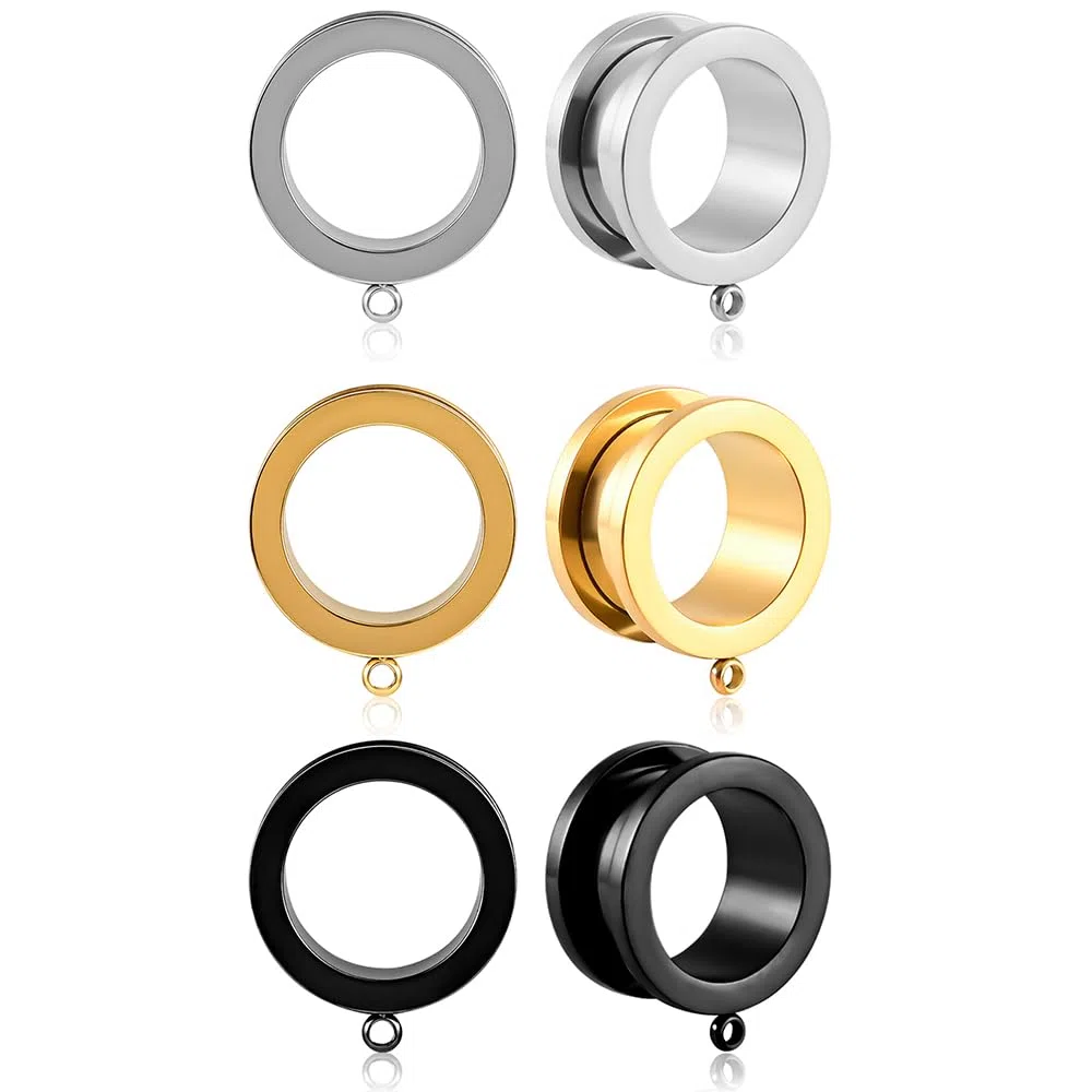 Vankula Dilataciones Orejas DIY Doble Acampanados ear tunnel dilatadores acero inoxidable Expansaor Piercing para Hombre Mujer 6mm a 25mm