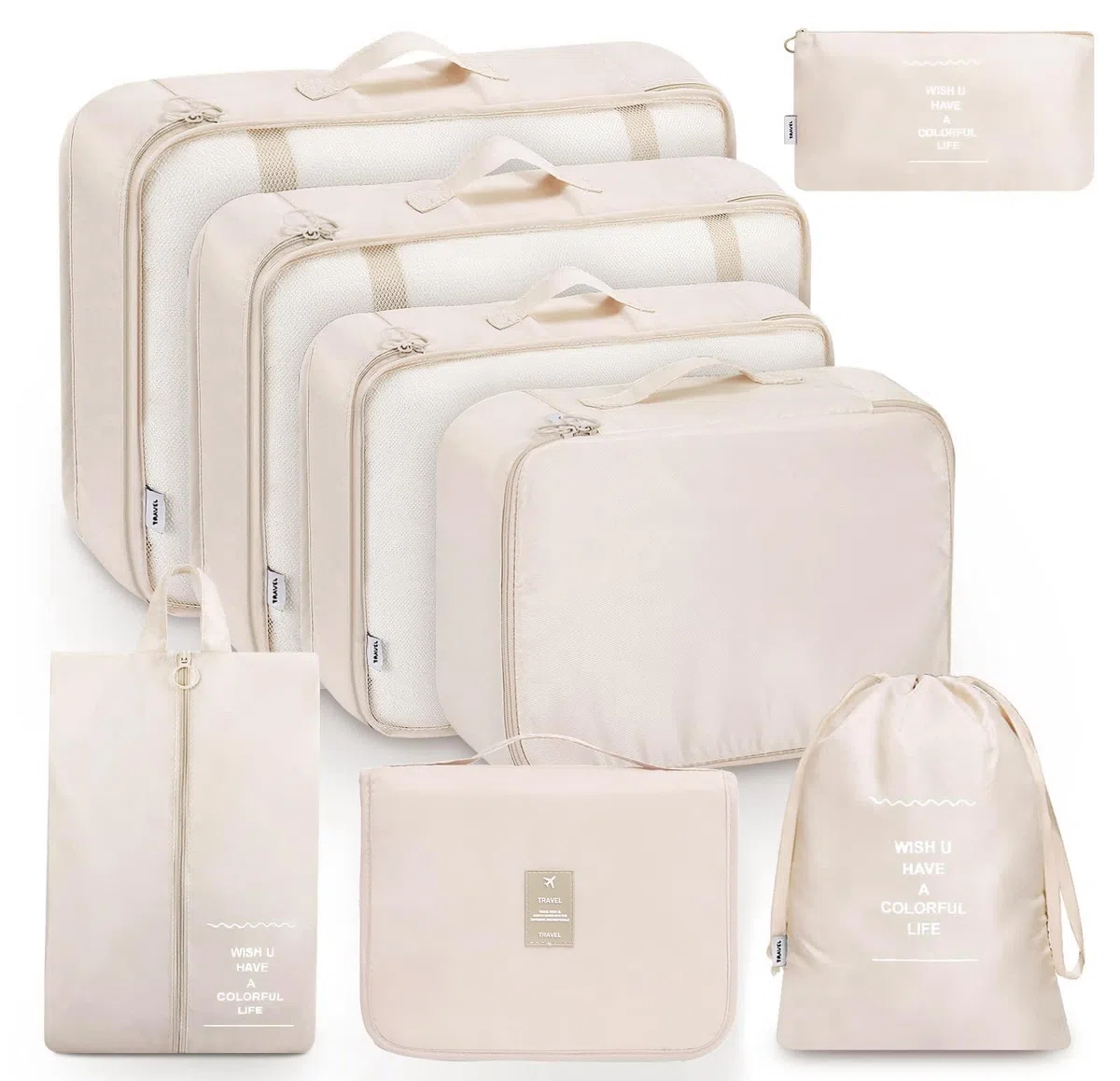 MURISE Organizador Maleta 8 Piezas/6 Piezas, Bolsas de Ropa, Organizador de Maletas Para Vacaciones y viajes, Packing Cube Set, Organizadores de Viaje, Sistema de Organización para Maletas
