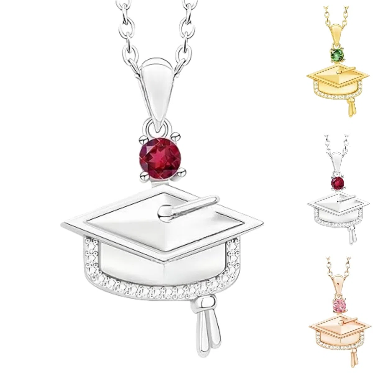 Collar conmemorativo de graduación para chicas, collar personalizado con birrete y piedra de nacimiento, el regalo ideal para las chicas de la promoción de 2026.