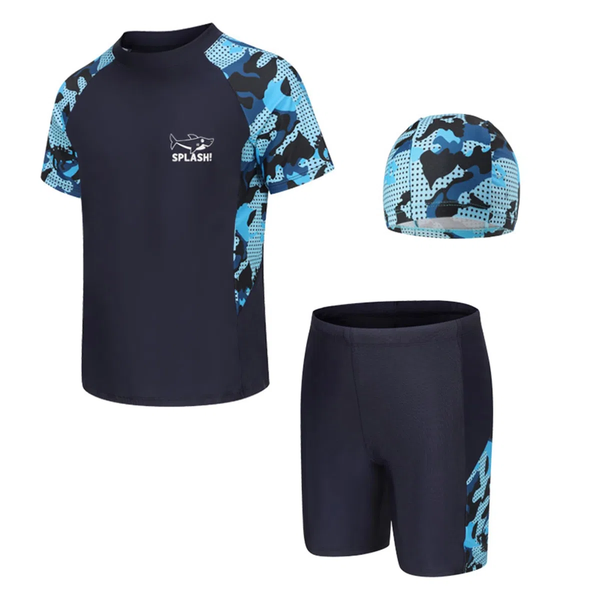 Bañador Niño 5 a 13 Años Conjuntos de Ropa de Baño UV Protección Camiseta de Surf y Pantalones Cortos de Baño