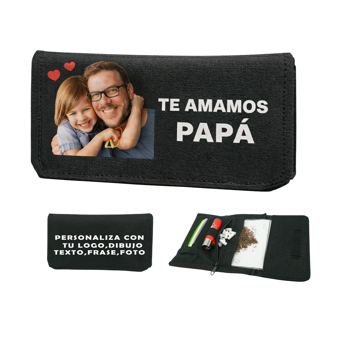 Tabaquera | Regalos Dia del padre | regalo personalizado papa | cartera para tabaco de liar con foto y frase | Regalo original fumadores | fabricado en España