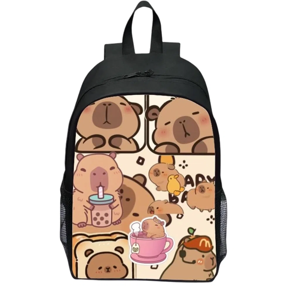 Mochila Bonita De Capybra, Escolares De Capy-bara, Mochila De Animales De Dibujos, Capybra Mochila, Niños Escolar, Capy-bara Escolares De Viaje para Niños, Negro, 16 Pulgadas