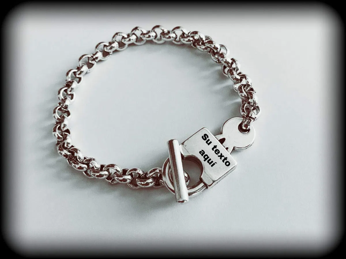 Pulsera candado con grabación personalizada. Regalo - Navidad - Papa Noel - Reyes Magos