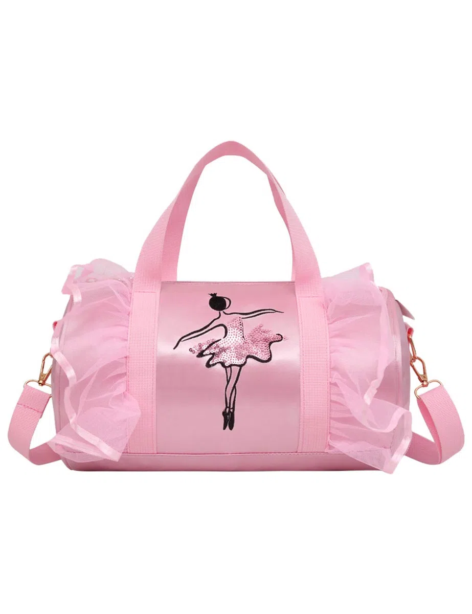 Bolsa de Ballet Baile Niña, Bolso de Hombro Danza Deportivo de Niña, Bolsa Bandolera Deporte Pequeña Infantil, Lindos Bordado Mochila para Guardar Zapatillas Ropa de Ballet, Rosado