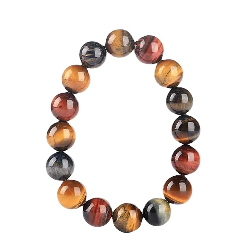Pulsera de 16 mm con piedras preciosas de ojo de tigre para hombre