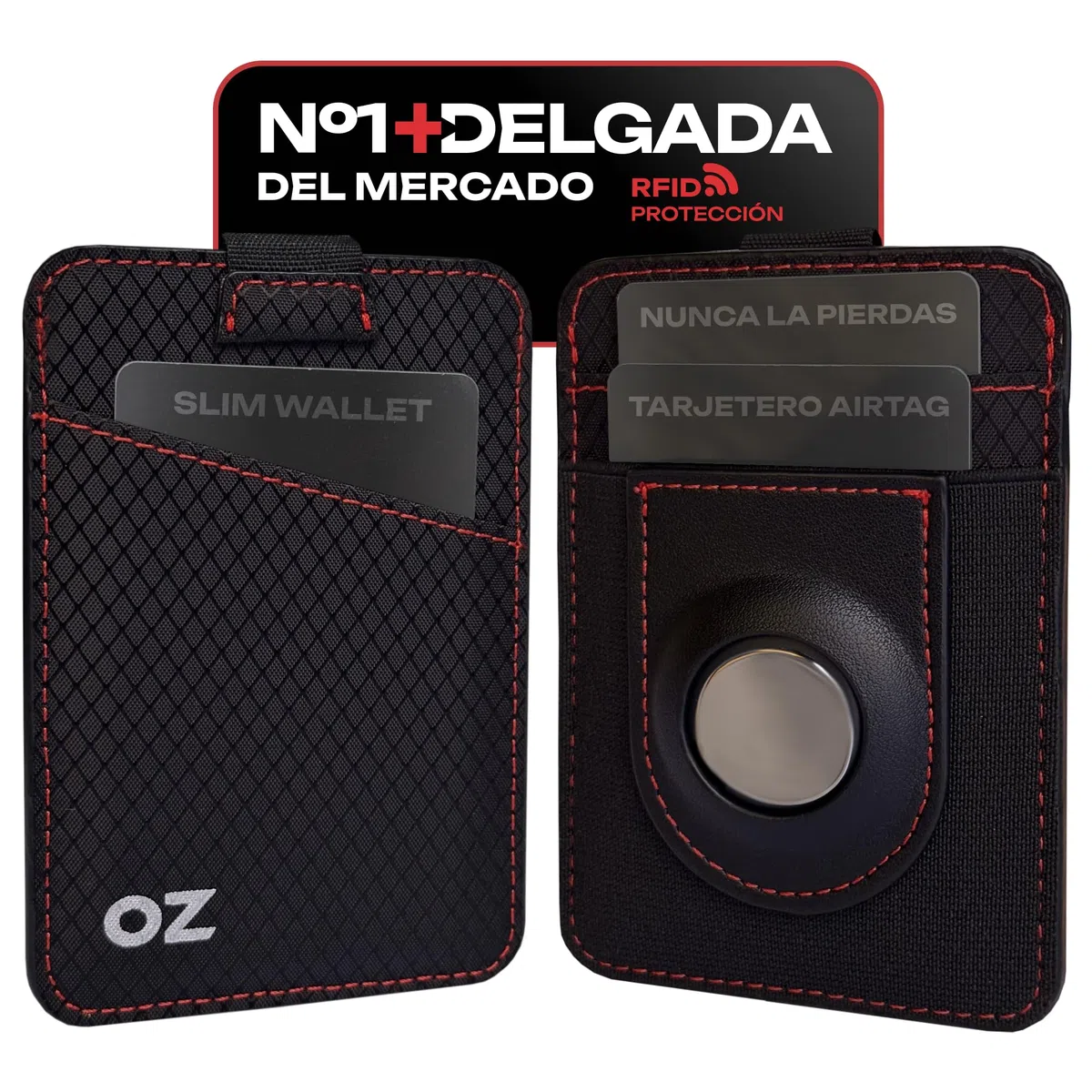 Cartera Airtag Hombre - AirTag Wallet, Billetera Tarjetero Fino, Capacidad para 12 Tarjetas con Bloqueo RFID antirrobo Bolsillo hasta 5 Billetes y 2 Bolsillos de Acceso rápido