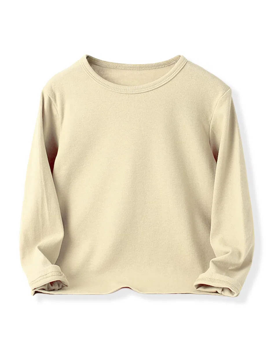Camiseta de manga larga para niños, algodón suave, cuello redondo, camiseta de manga larga, monocolor, camiseta térmica, básica, para niños y niñas, informal, sudadera térmica para 5-14