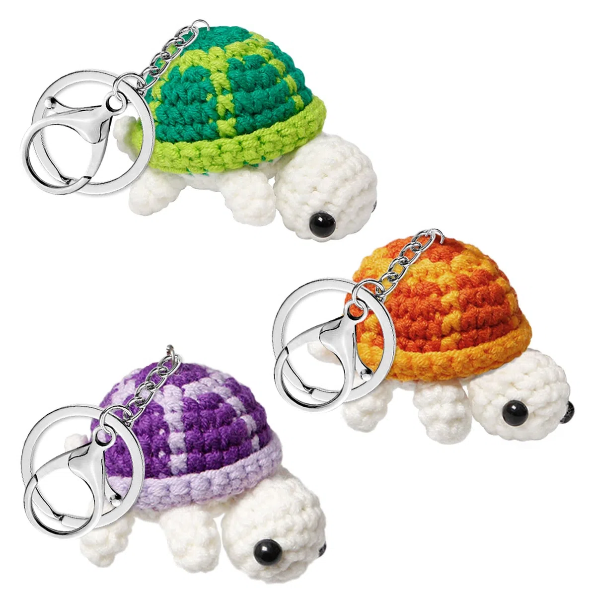 3 Piezas Llavero Tortuga de Crochet Llavero de Tortuga de Peluche Ganchillo Regalo tortuga para Fiestas, Niños y Niñas