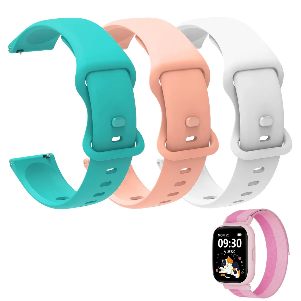 Blueshaweu Pulsera de 22 mm compatible con Biggerfive Smartwatch Niños BW01, BW02, pulseras deportivas de silicona compatibles con BIGGERFIVE BRAVE 2, BIGGERFIVE BRAVE Smartwatch