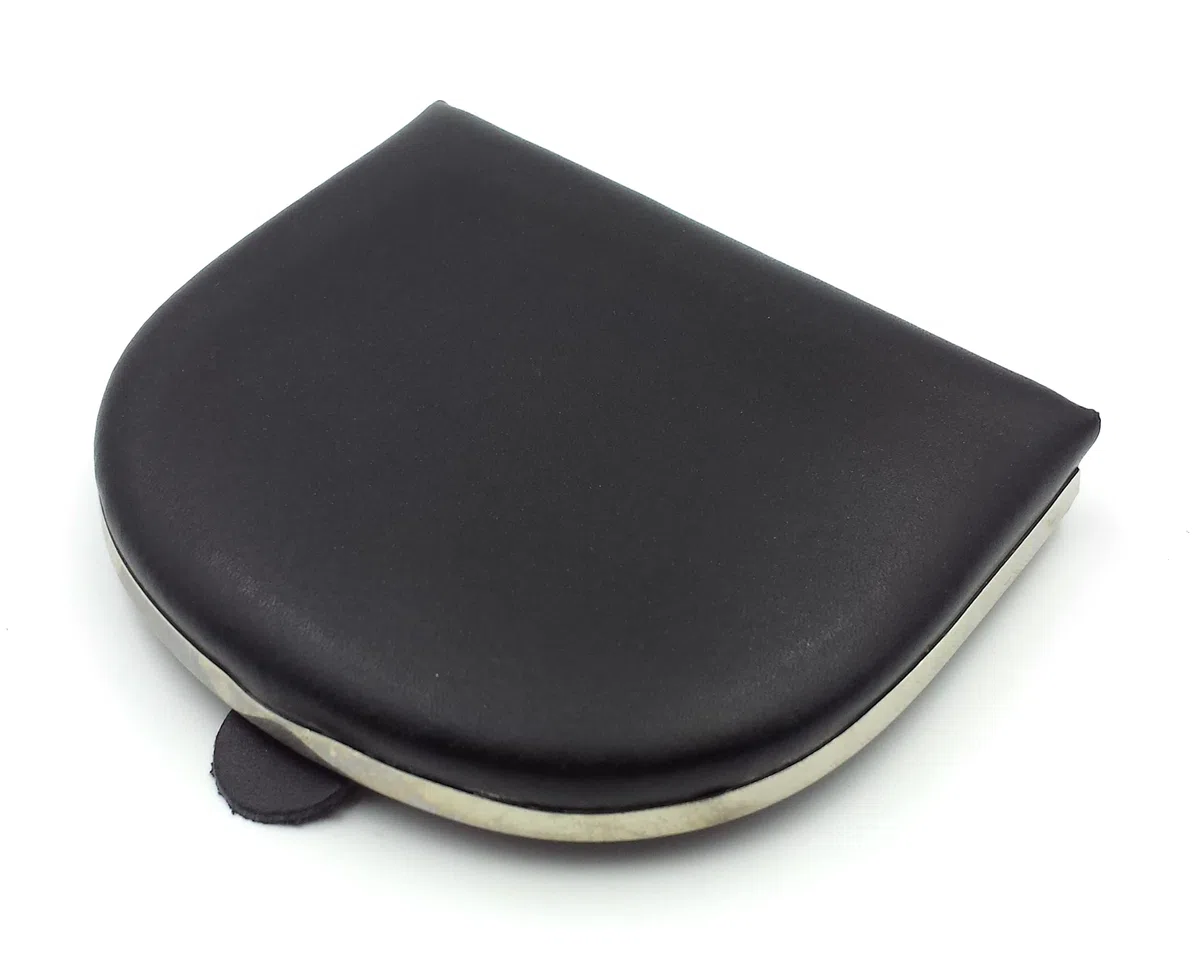 franartPiel - Monedero taconera de bolsillo con refuerzo de metal modelo plano grande Piel Ubrique - Alta Calidad (Negro)