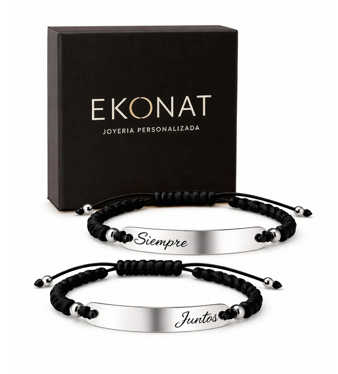 Ekonat- Regalo para Parejas – Pulseras Siempre y Juntos de Acero Inoxidable Ajustables – Regalos Pareja con Significado – Pulsera Mujer Personalizada