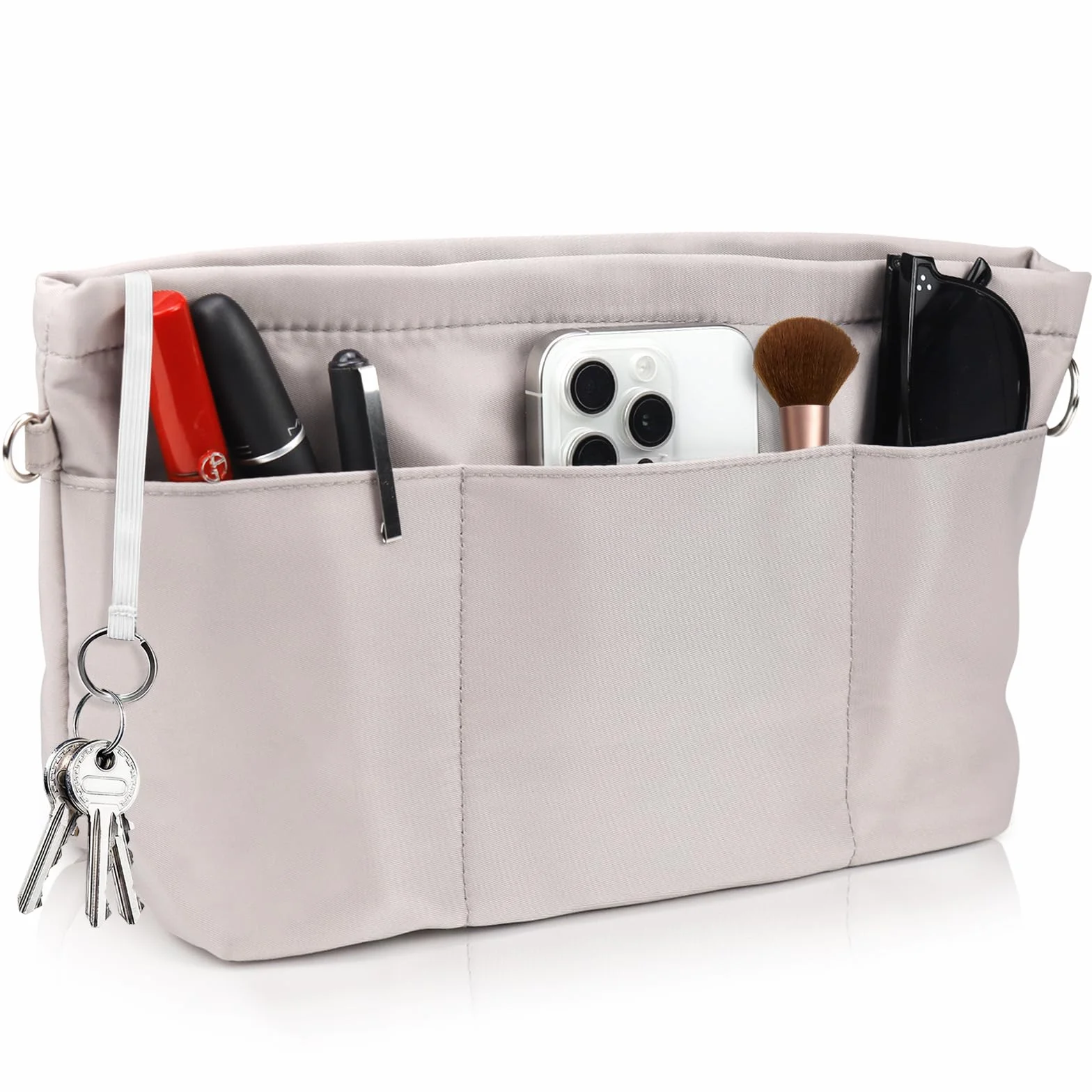BINYI Organizador de bolsos de la compra, bolsillo interior para bolso, organizador de nailon, bolsillos interiores, resistente al agua, con llavero y cremallera, bolsillo para mujer para Longchamp