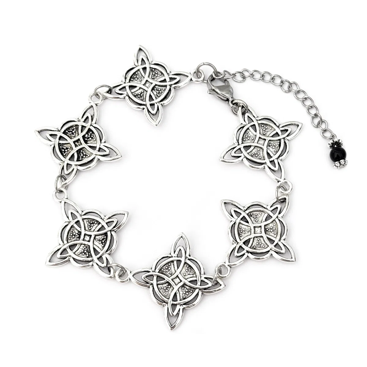SIMBOLIKS Pulsera Nudo Celta de Bruja, Acero Inoxidable con Mineral de proteciión, Amuleto de Protección, Joyería Esotérica Wicca Unisex, Símbolo de Fuerza y Magia, Energética y Espiritual