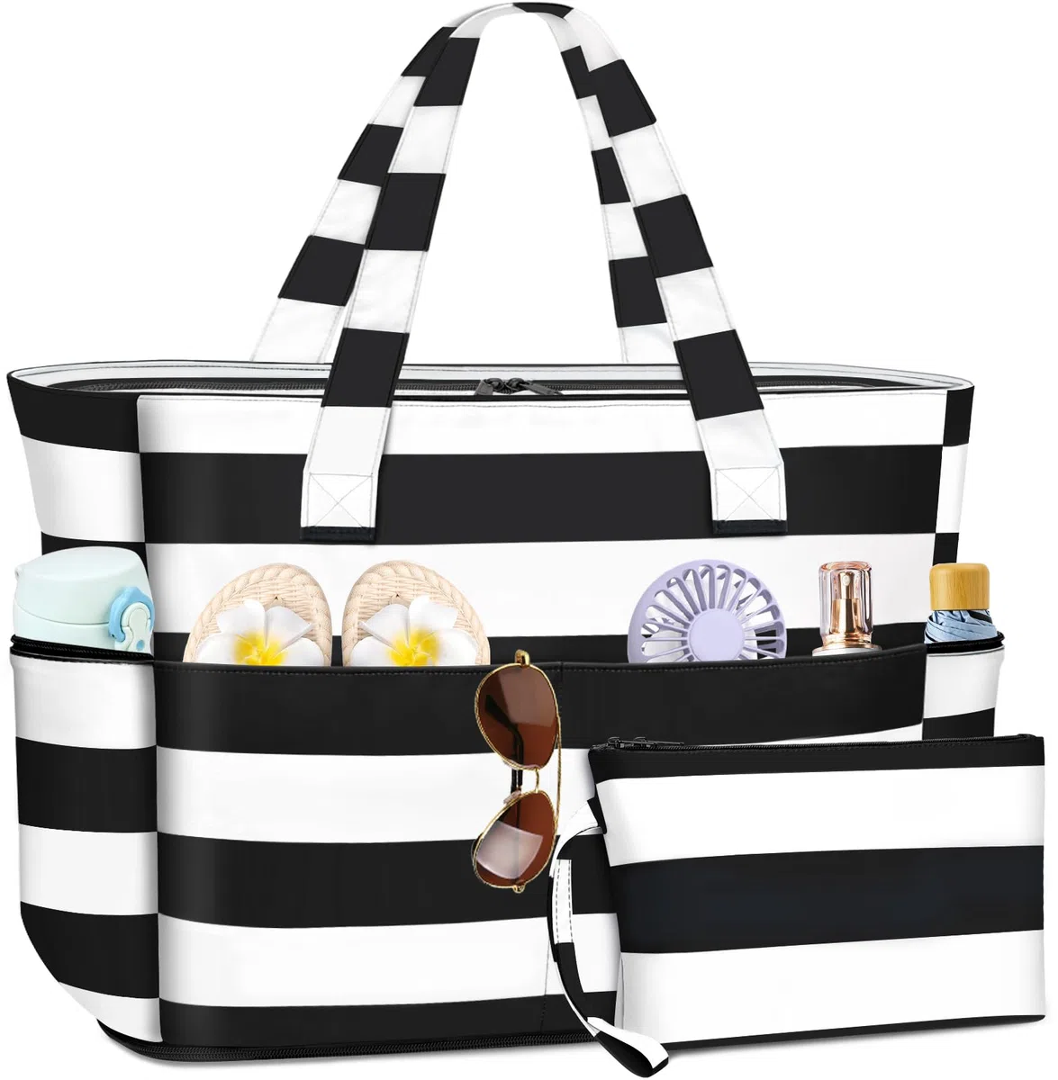Bolsa de Playa Grande XXL con Cremallera Familiar Bolsa Playa para Mujer Sauna Bolsa de Viaje Plegable Bolsa Impermeable Natación Verano Ligero Bolso de Mano Shopper Tote Bag 55L