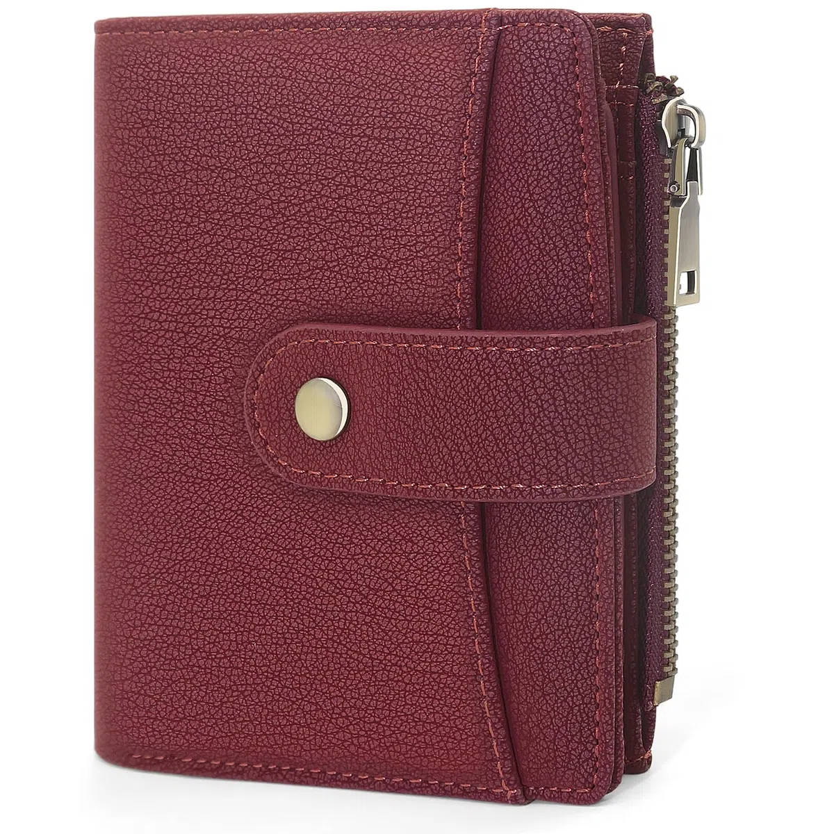 Cartera de Mujer Cuero PU Monedero Mujer Formato Corto Pequeña Billeteras para Mujers Bloqueo RFID Monedero Tarjetero con Cremallera para Monedas y 16 Ranuras para Tarjetas (Rojo Vino)