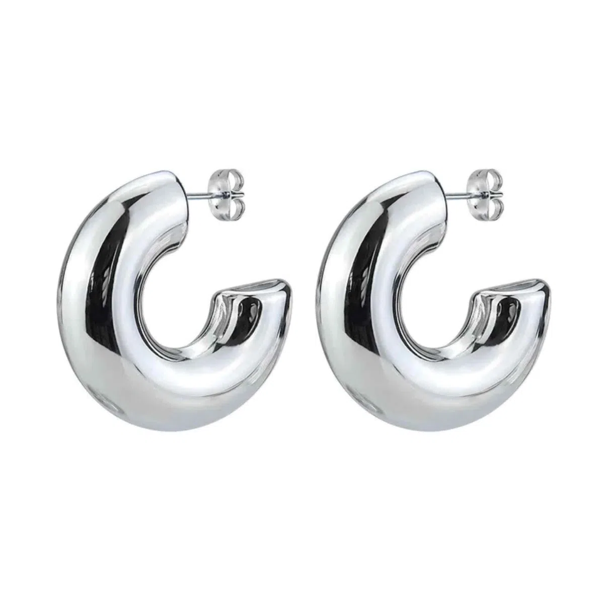 GOLDENCAT Pendientes Big Hoops, Pendientes de Aro, Aros Gruesos, Aretes de Aro Grande, Argollas Grandes, Zarcillos gruesos, Pendientes para mujer, Grosor del Aro 10 mm, Acero Inoxidable