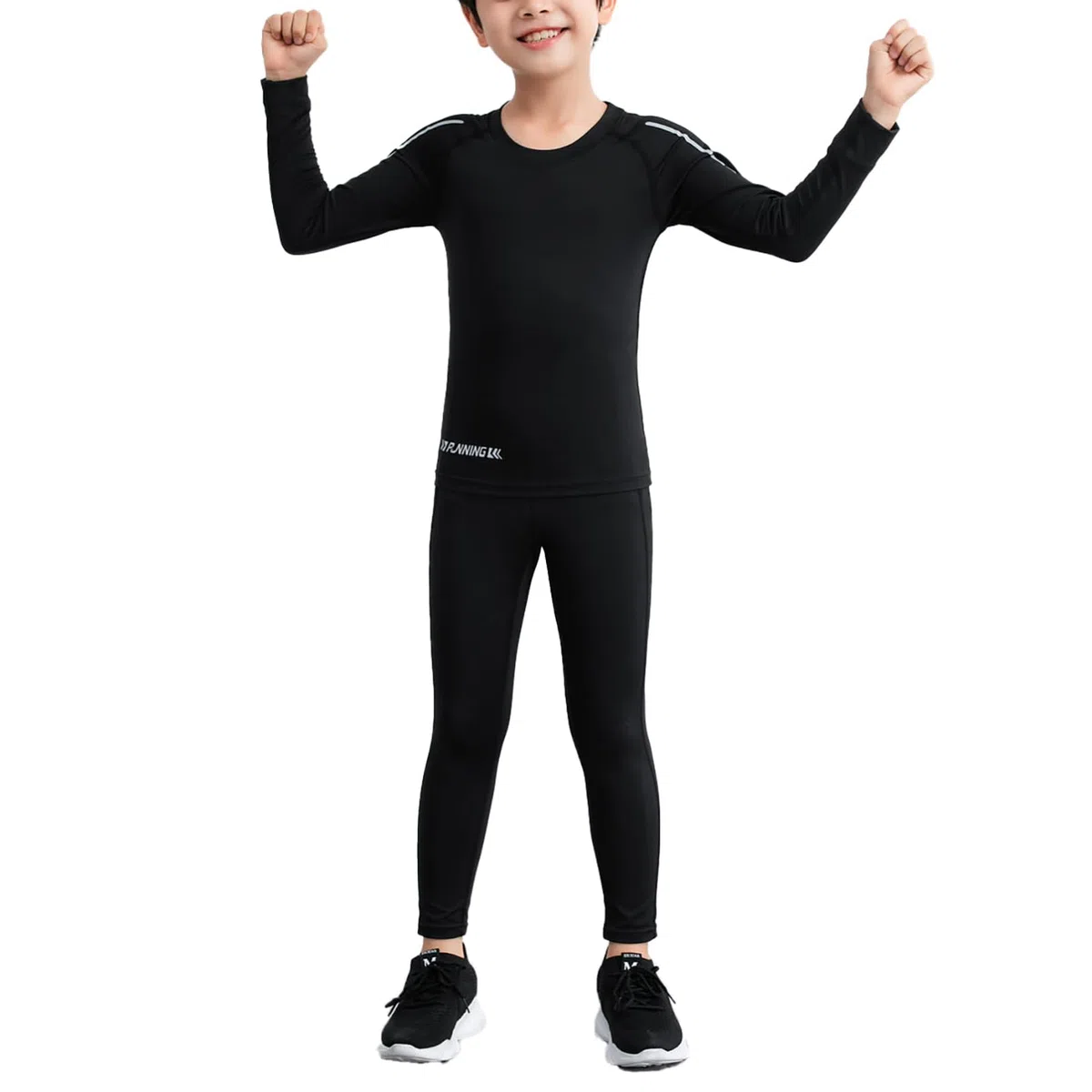 dPois Conjunto De Ropa Interior Térmica para Niños Camiseta Termica Futbol Mallas Ropa Deportiva con elástica para Running Esquí Ciclismo