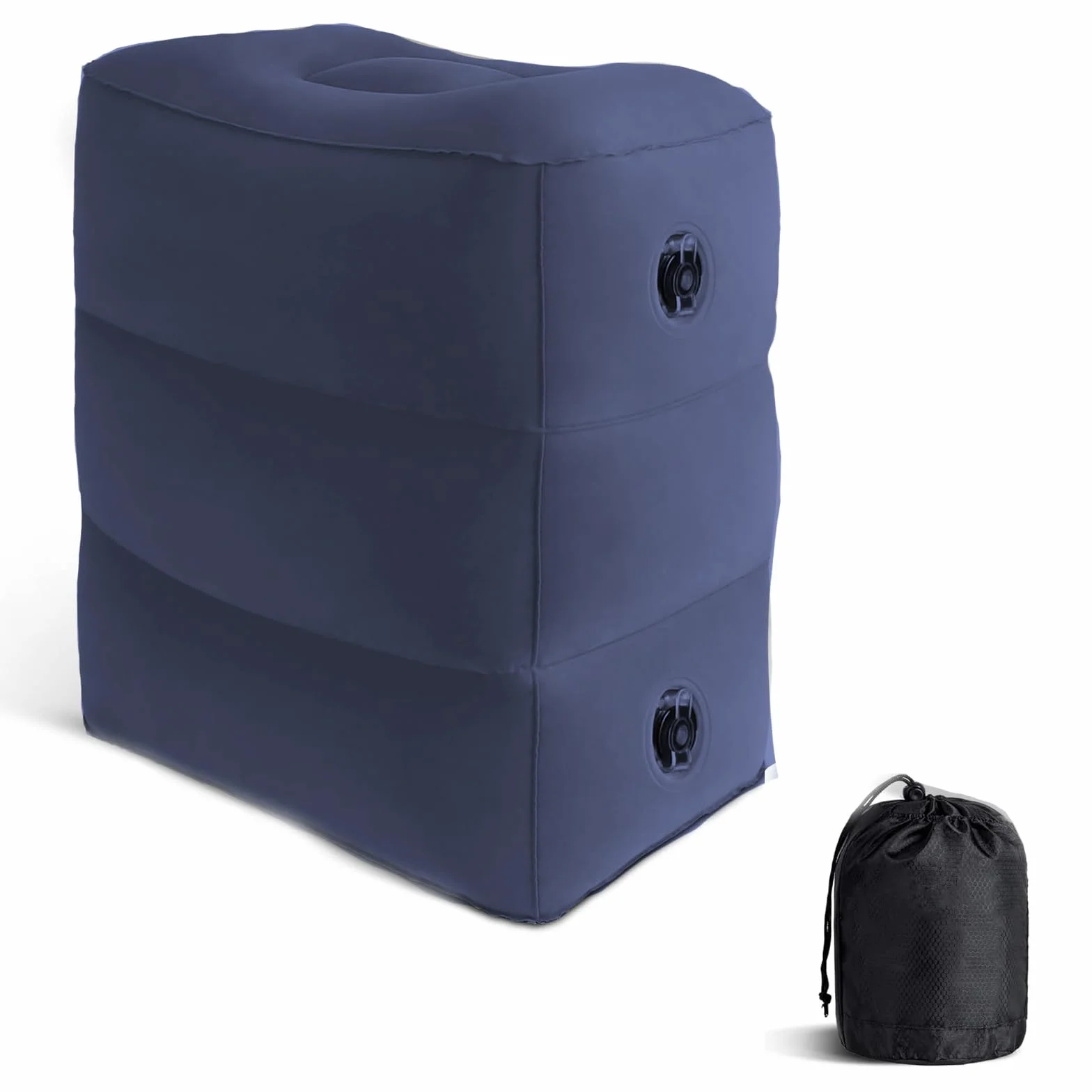 Almohada Pies Hinchable Avion, Altura Ajustable Reposapiés Inflable, Ideal para Dormir Mientras Viaja, Perfecto para la Oficina, el Hogar y la Mayoría de los Viajes, Azul