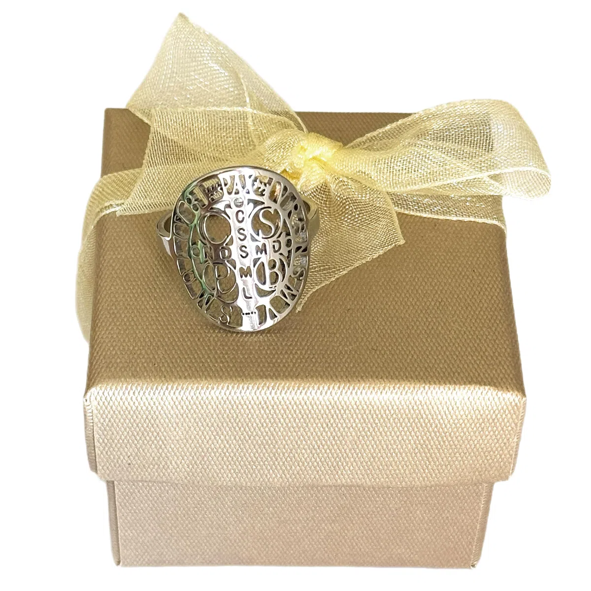 Simboliks Anillo de San Benito en Acero Inoxidable Ajustable, Amuleto de Protección contra el Mal de Ojo, Joyería Espiritual y Religiosa Unisex, Contra Envidias y Malas Energías, Exorcista