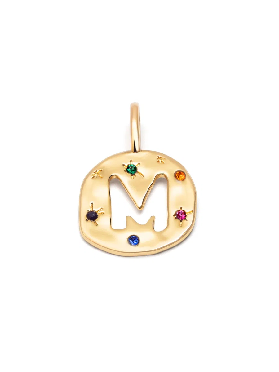 SINGULARU - Charm Personalizado Organic Colors Letter. Latón con Baño en Oro de 18 Kt y Circonitas. Joyas Para Mujer. Letra A-Z.