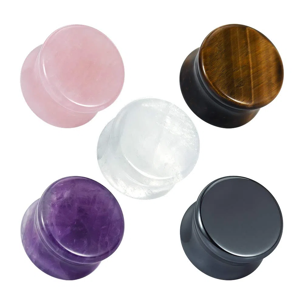 CoOEAR - 10 unidades Steinohrstöpsel doble llamarada Sattel Stretching calibradores de 6 mm a 16 mm.