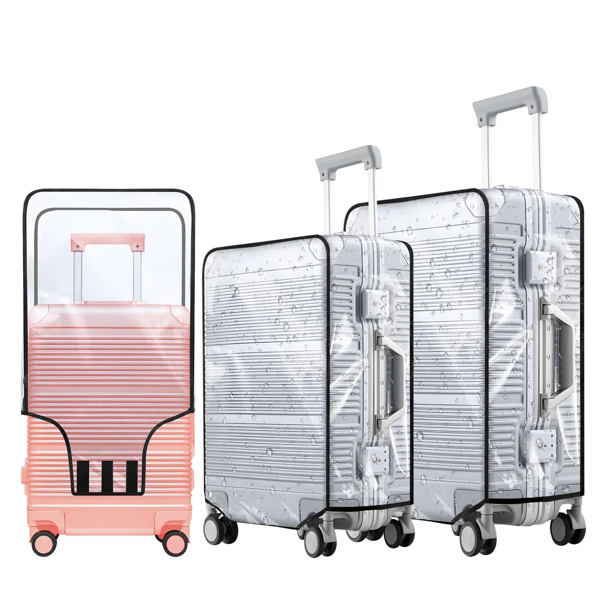 3 PCS Funda de Maleta Transparente Cubierta de Maleta Protector de Equipaje de PVC Funda Protectora para Maleta Impermeable y a Prueba de Polvo Cubierta de Equipaje Reutilizable (20”+24”+28”)