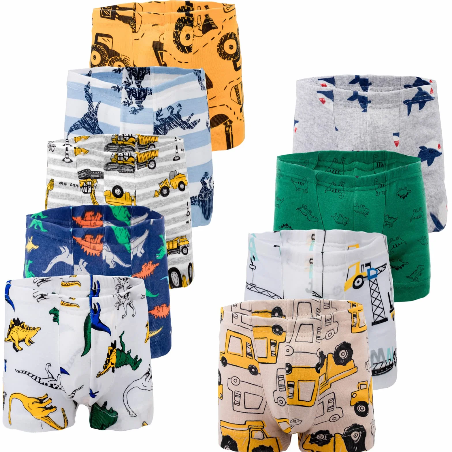 JackLoveBriefs Calzoncillos Bóxer de algodón para Niños 2-10 años,Paquete de 9