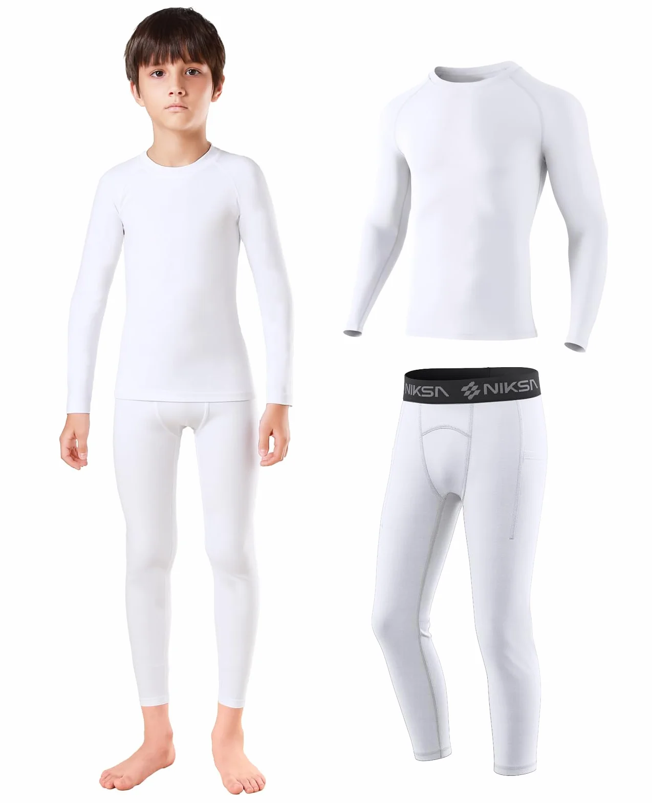 Niksa Juego de ropa interior térmica para niños de 5 a 12 años – extra cálido esquí y ropa interior deportiva, altamente transpirable como base para fútbol, senderismo y ciclismo, ropa funcional para