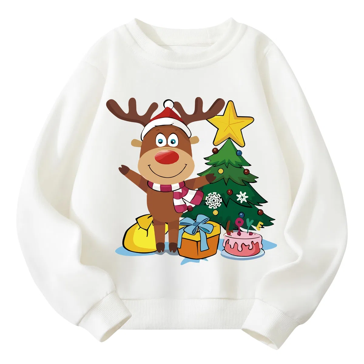 Sudaderas Navideñas Niños, Sudaderas sin Capucha para Niño y Niña, Sweatshirt de Algodón para Niña, Ropa Navideña para Infantil 2-7 Años