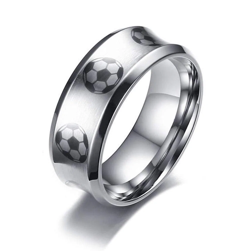 Anillo de fútbol de la Copa wc diseño Cóncavo juego en vivo cinturón de joyería de acero de titanio