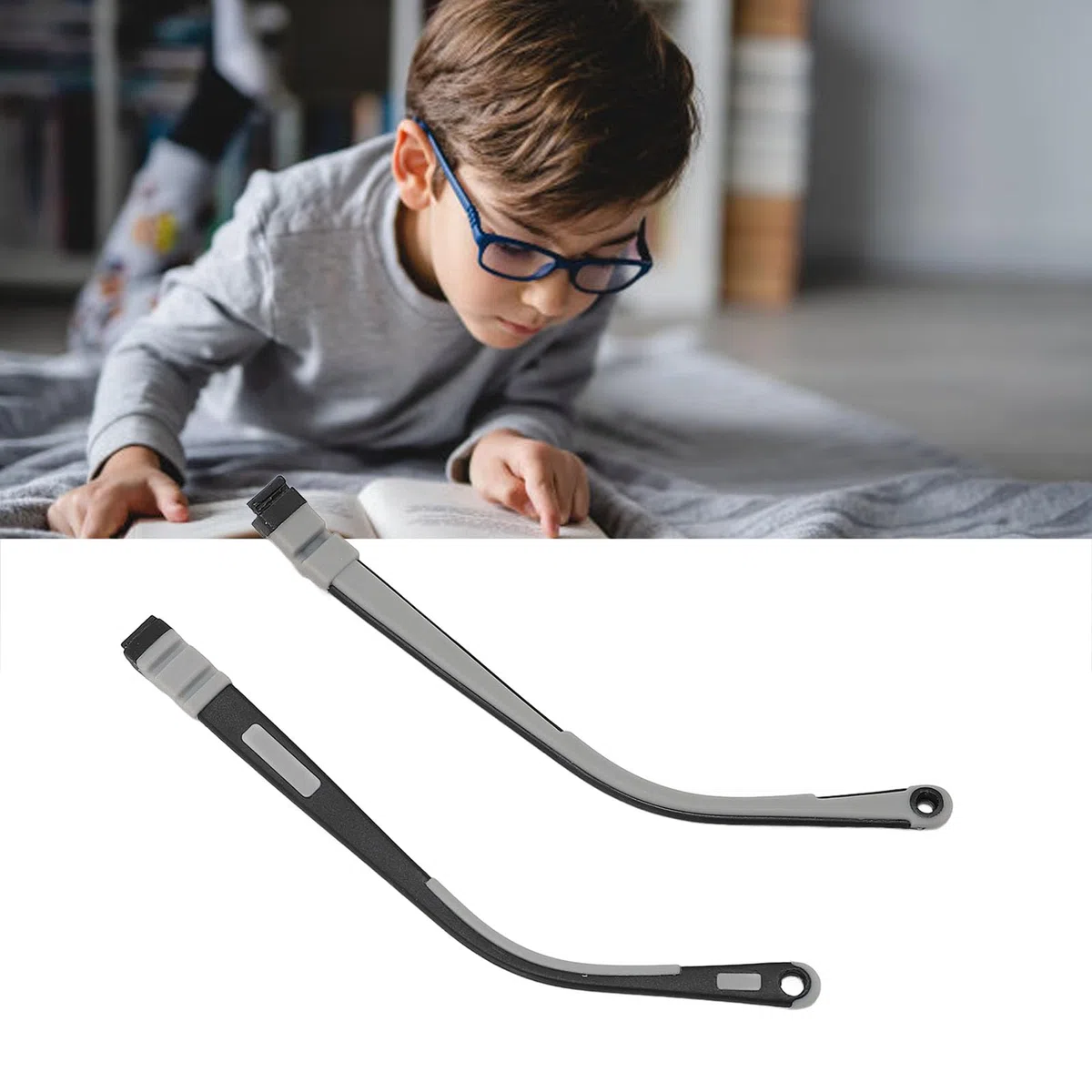 Patas para Gafas Infantiles de Silicona, Suaves y Flexibles, Antideslizantes, Colores Negro y Gris, Repuesto con Orificios, Adecuadas para Pieles Sensibles